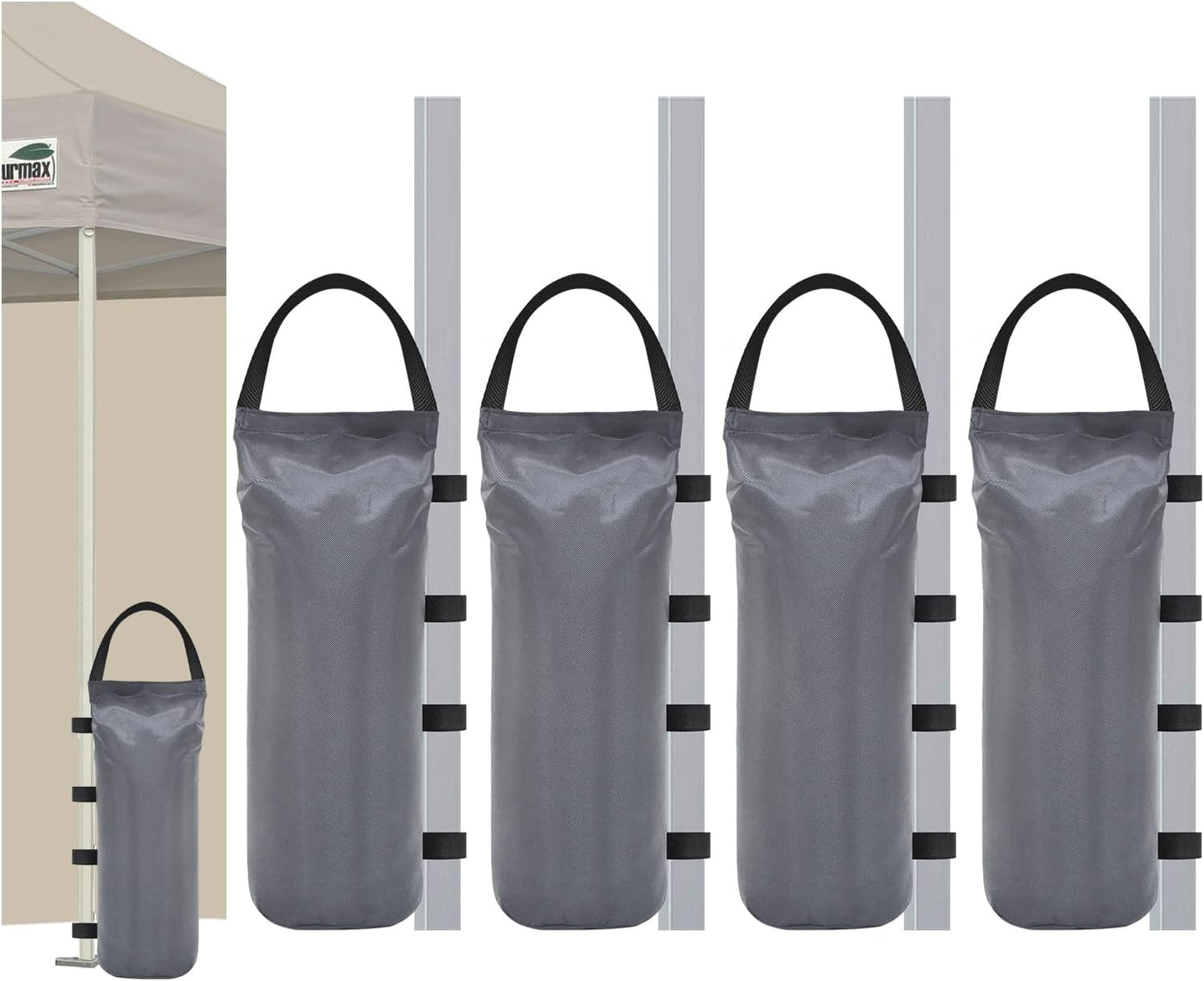 Eurmax USA 125LBS 4-Pack Universal Canopy Weights, Secure Wind Protection to Prevent Tipping, Easy Wrap-Around Installation Heavy Duty Sandbags (Without Sand), Fits All Instant Shelter Legs,Blue