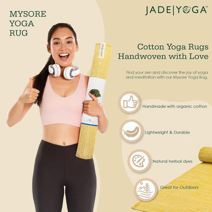 Jade Yoga Organic Cotton Hand Loomed Yoga Mat 72" Indigo