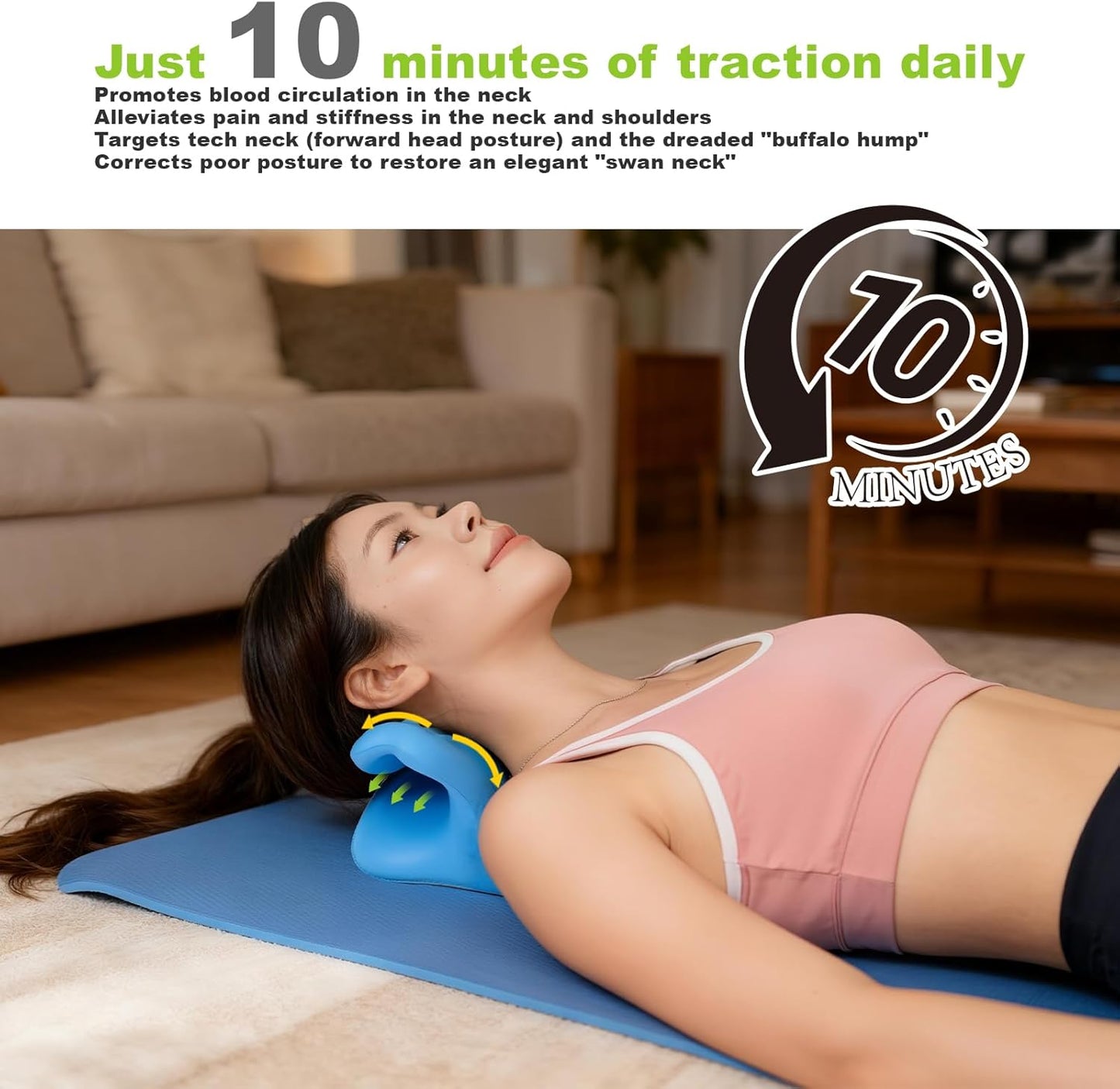 Neck Stretcher Cervical Traction Pillow with Magnetic Therapy Acupressure, Neck and Shoulder Relaxer for TMJ Pain Relief, C-Shaped Arch Design Chiropractic Pillow, Spine and Neck Corrector