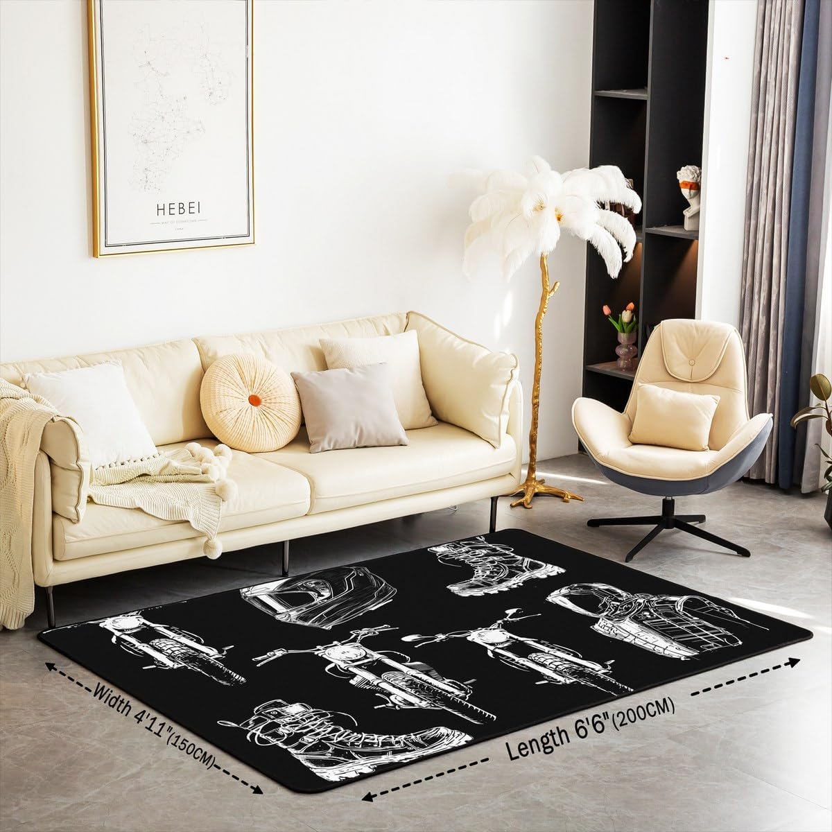 Feelyou Dirt Bike Area Rug 3x5 Kids Extreme Sports Green Honeycomb Living Room Rugs for Bedroom Boys Girls Teens Racing Motocross Rider Decorative Carpet Rug Non-Slip Motorcycle Indoor Floor Mat