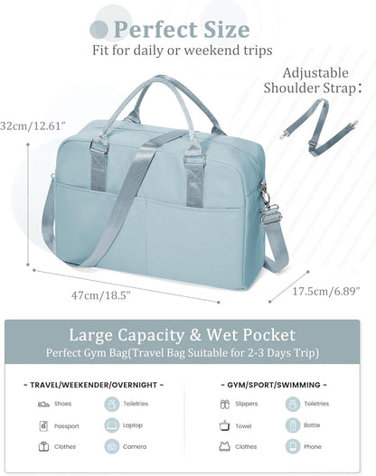 Gym Bag Womens Mens with Shoes Compartment and Wet Pocket Travel Duffel Bag for Women for Plane Sport Gym Tote Bags Swimming Yoga Waterproof Weekend Overnight Carry on Bag Hospital Holdalls - Colors B