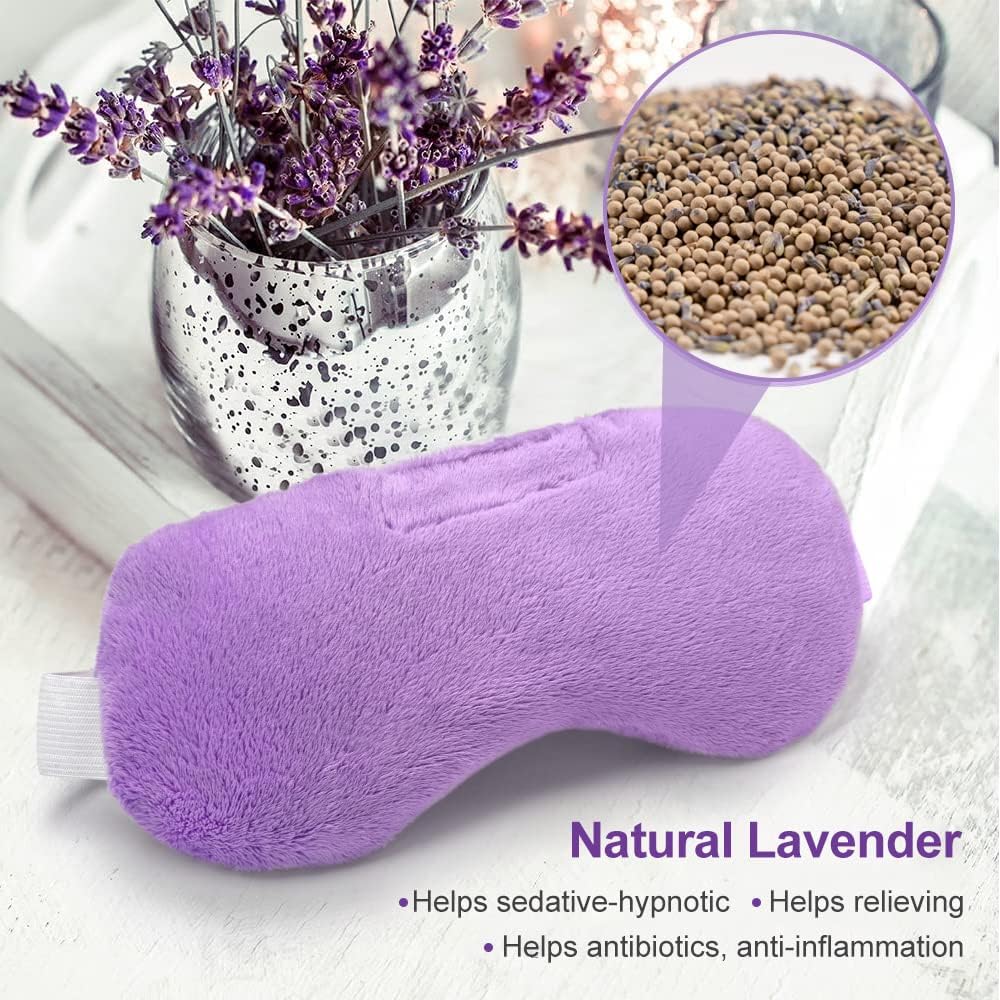 Umisleep Lavender Eye Mask, Aromatherapy Weighted Sleep Mask for Dry Eyes Men Women, Microwave Heated Hot Therapy Eye Cover Moist Compression Pain Relief, Pillow for Puffy Eyes, Sinus Pain, Grey