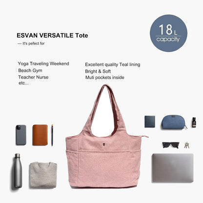ESVAN Yoga Tote Bag Mat bag Women Shoulder Bags Carryall Tote for Travel Office Workout Gym Nurse Beach