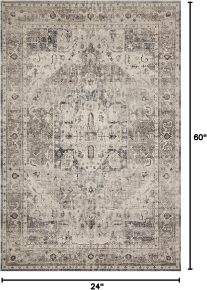 Loloi Hathaway Collection HTH-06 Blush/Multi 2'-6" x 7'-6", .25" Thick, Runner Rug, Soft, Durable, Printed, Modern, Low Pile, Non-Shedding, Easy Clean, Living Room Rug