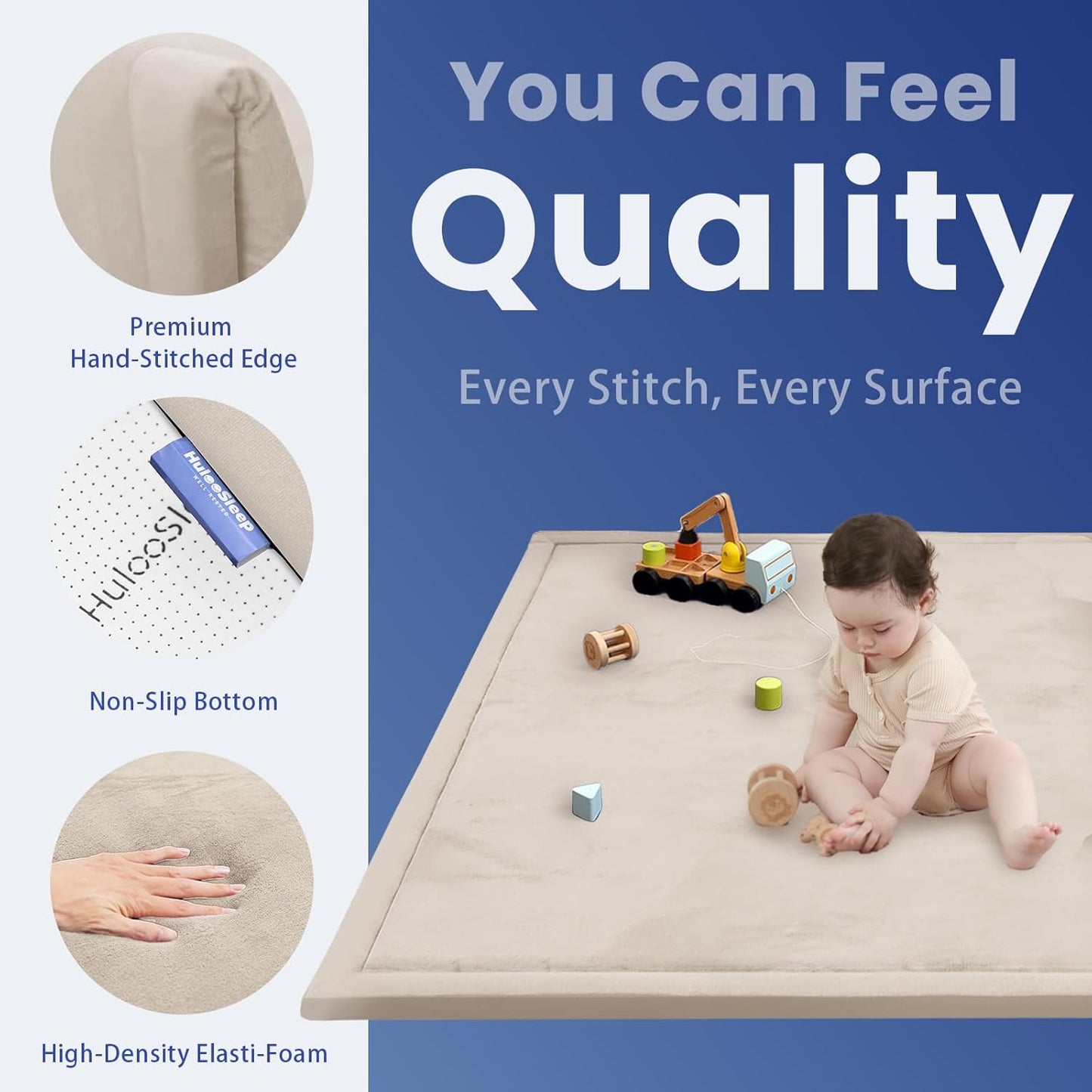 Baby Play Mat for Floor,1.3" Thick Memory Foam Tummy Time Mat,Soft Coral Velvet Nursery Rug,Large Non Slip for Crawling,Toddlers,Infants,Kids,Yoga & Tatami Style for Living Room(Dark Gray)