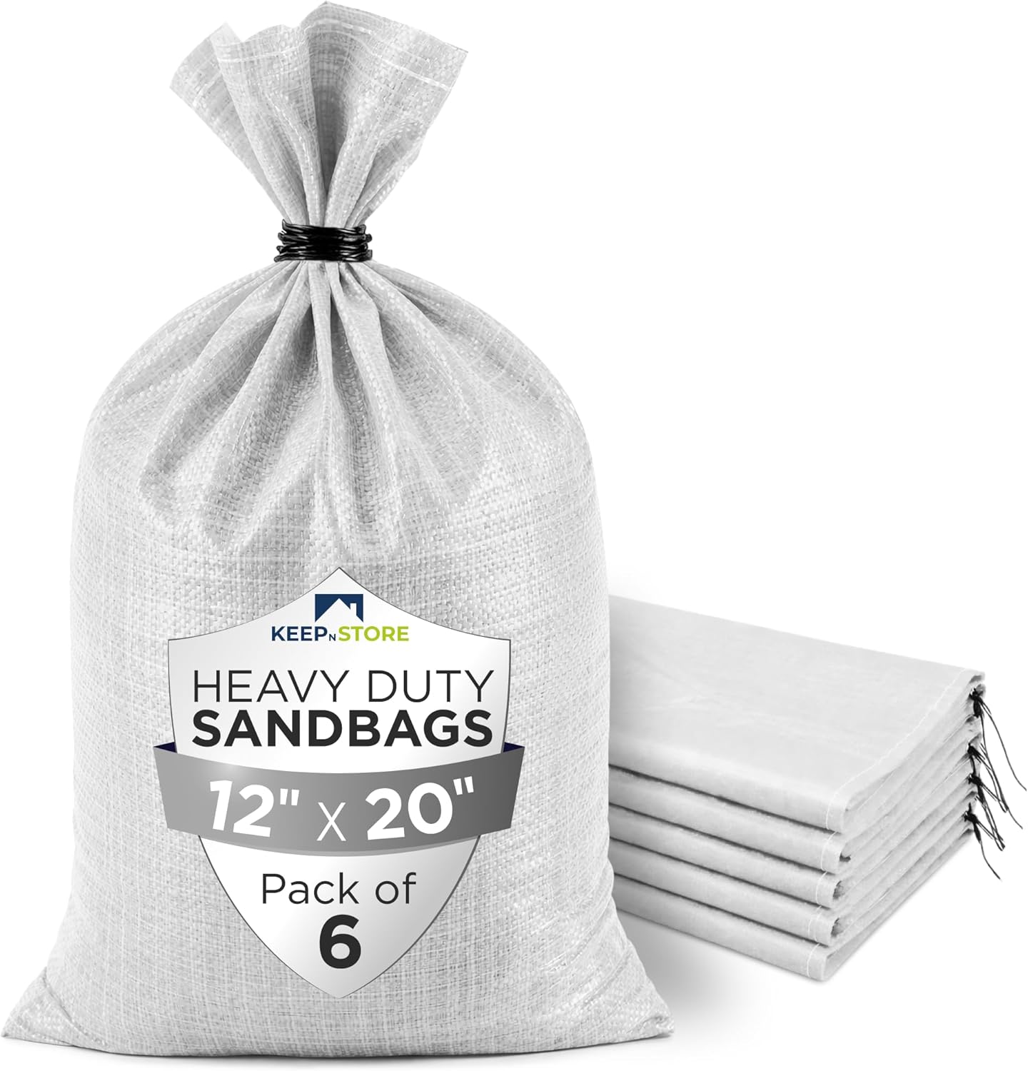 Heavy Duty Sand Bags Pack of 3, White Empty Sandbags with Built-In Ties, Woven Polypropylene UV Protection 1600 Hours, Fillable Sand Bags for Flood Control, Weight, 10x14 inches, 15 Pounds Volume