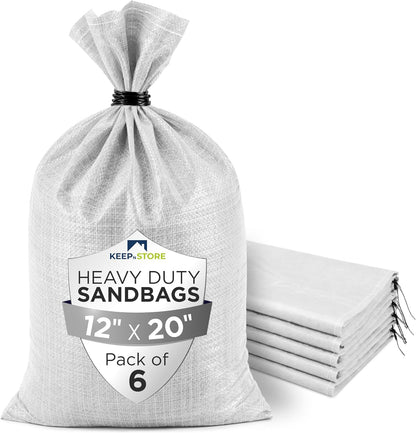 Heavy Duty Sand Bags Pack of 3, White Empty Sandbags with Built-In Ties, Woven Polypropylene UV Protection 1600 Hours, Fillable Sand Bags for Flood Control, Weight, 10x14 inches, 15 Pounds Volume
