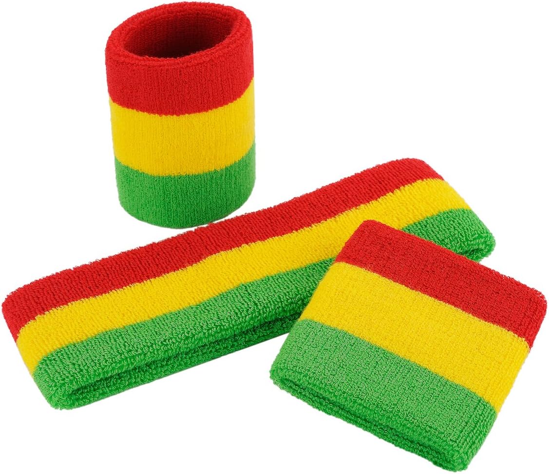 ONUPGO Sweatband Set Sports Headband Wristband Set Sweatbands Terry Cloth Wristband Wrist Sweatband Headbands Moisture Wicking Sweat Absorbing Head Band