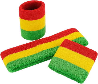 ONUPGO Sweatband Set Sports Headband Wristband Set Sweatbands Terry Cloth Wristband Wrist Sweatband Headbands Moisture Wicking Sweat Absorbing Head Band