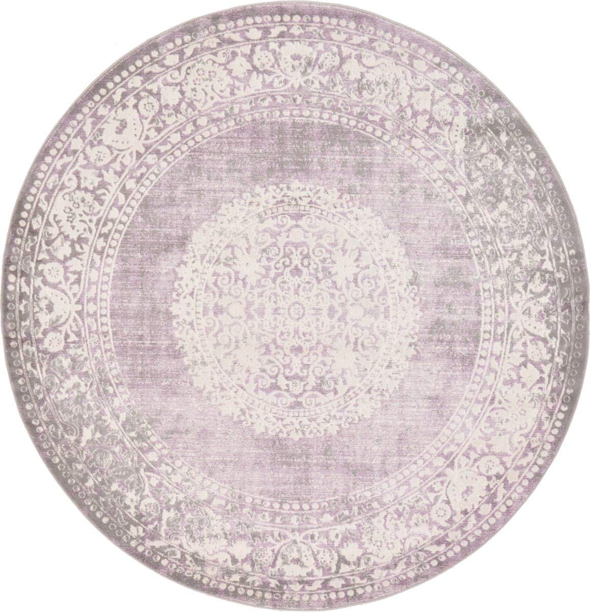 Unique Loom New Classical Collection Area Rug - Olwen (4'Round, Purple/ Gray)