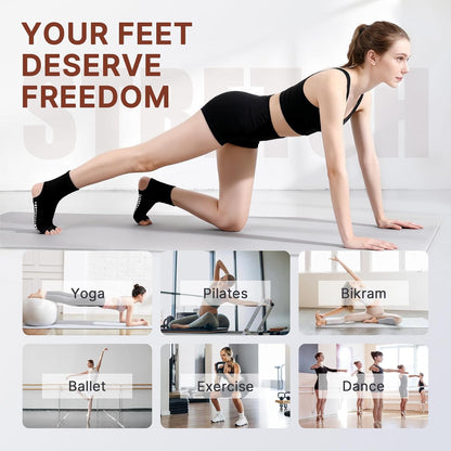 Pilates Socks for Women Grip Yoga Non Slip Socks for Barre Dance Workout Hospital