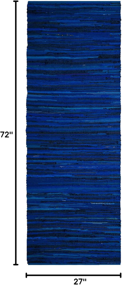 SAFAVIEH Area Rug 3x5 - Rag Rug Collection - Blue & Multi, Handmade Cotton, Boho Stripe Pattern, Ideal for Entryway, Living Room, Bedroom, Dining Space (RAR130B)
