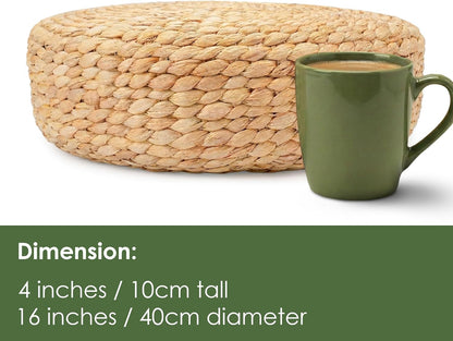 Water Hyacinth Cushion | Non-Slip Exercise & Fitness Mat for Meditation | Natural Rug, Straw Floor Mat for Meditation, Mat for Living Room, Bedroom and More