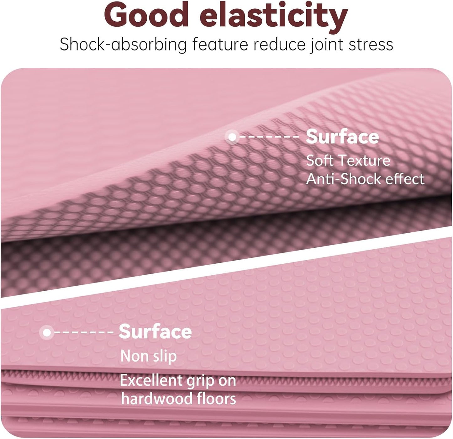 Foldable Yoga Mat Thick Non-Slip Exercise Mat - Packable Travel Fitness Mat with Carrying Bag for Yoga, Pilates, Workout, Home & Gym