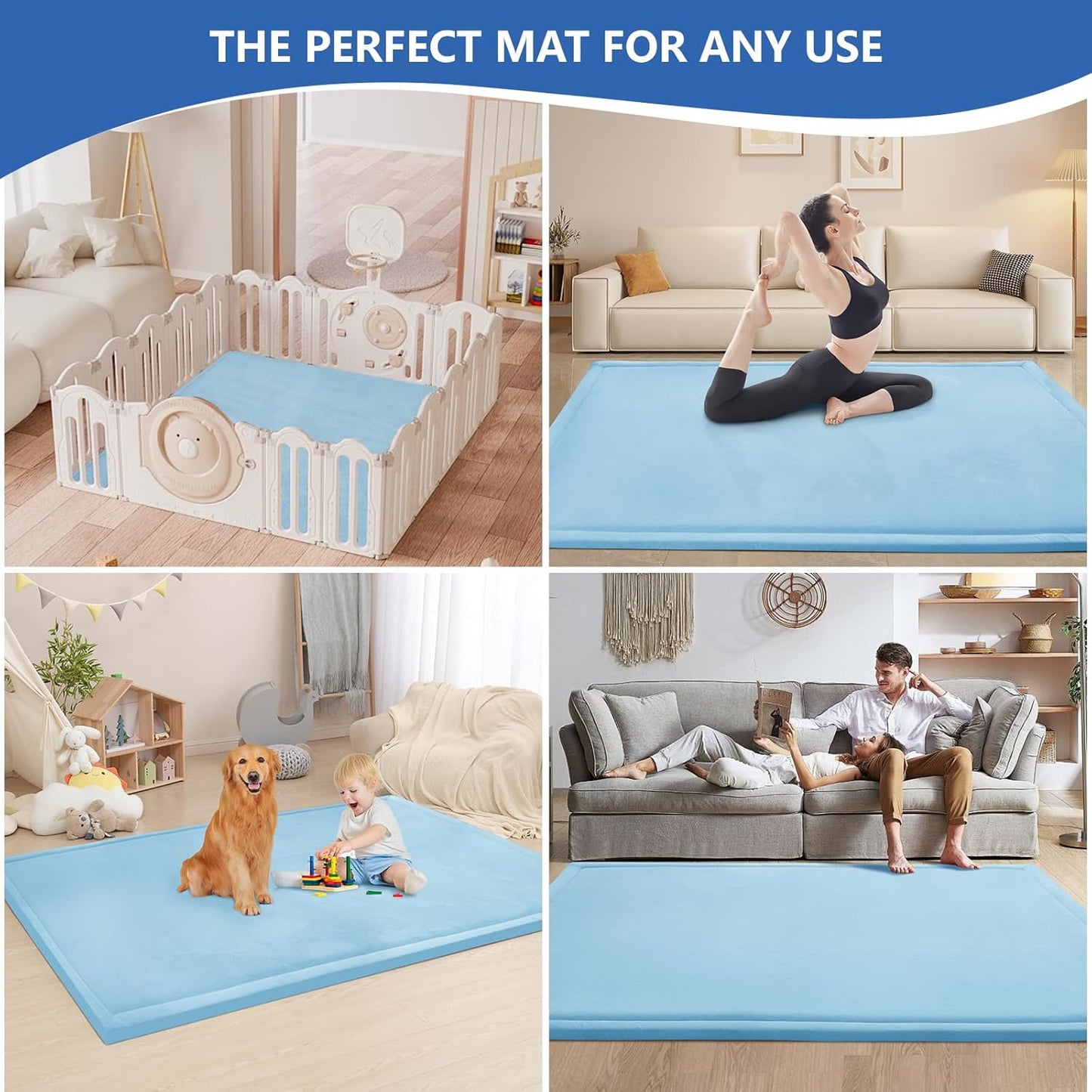 Baby Play Mat for Floor,1.3" Thick Memory Foam Tummy Time Mat,Soft Coral Velvet Nursery Rug,Large Non Slip for Crawling,Toddlers,Infants,Kids,Yoga & Tatami Style for Living Room(Dark Gray)