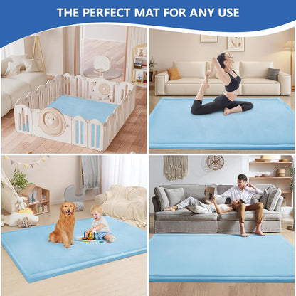 Baby Play Mat for Floor,1.3" Thick Memory Foam Tummy Time Mat,Soft Coral Velvet Nursery Rug,Large Non Slip for Crawling,Toddlers,Infants,Kids,Yoga & Tatami Style for Living Room(Dark Gray)
