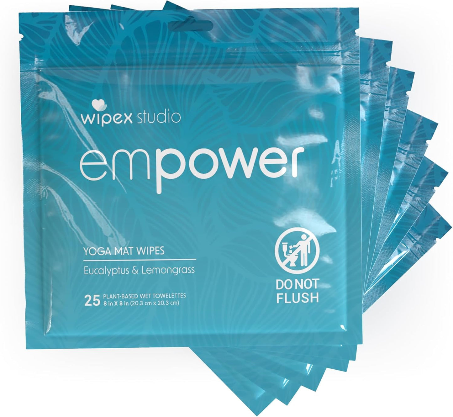 Wipex Studio Empower Yoga Mat Cleaner Wipes 25ct Zip Pack, Ultra Thick and Textured, Lemongrass Eucalyptus Scent, Natural Choice for Yoga, Pilates, or Any Movement Practice