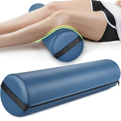 Noverlife Full Round Bolster Pillow, 6" x 26" Massage Bolsters for Under Legs/Neck/Back Pain Relief, Knee Bolster with Strap Handle, Physical Therapy Bolsters for Massage Table Bed Yoga Pillow, Blue