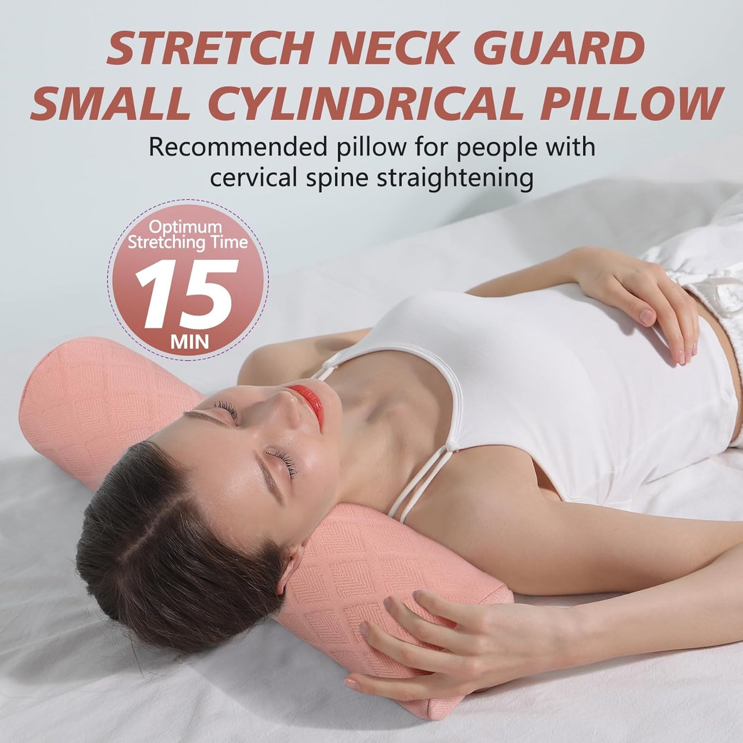 Cozyhealth Cervical Roll Pillow, Medium Soft Memory Foam Neck Round Pillow Cylinder Bolster Pillow for Sleeping, Round Neck Support for Bed, Legs, Back and Yoga (White, Large - 4.7" H)