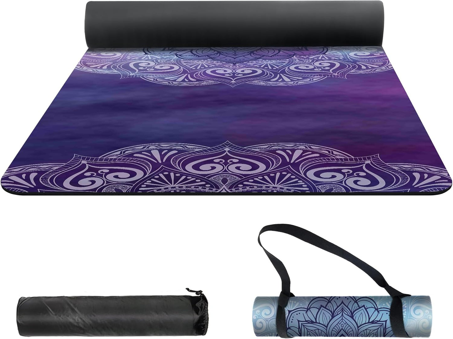 nuveti Yoga Mat Print Extra Thick TPE Non Slip Fitness Exercise Mat with Carrying Bag,72"x24" Extra Thick 6MM Exercise & Workout Mat for Yoga, Pilates Fitness and Floor Exercises - Colors A