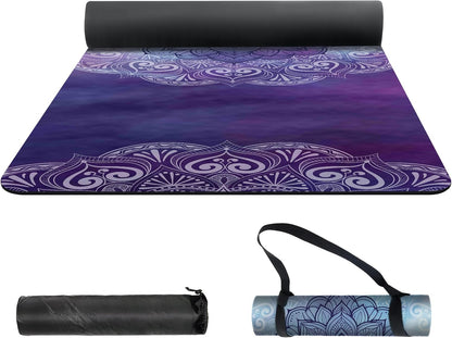 nuveti Yoga Mat Print Extra Thick TPE Non Slip Fitness Exercise Mat with Carrying Bag,72"x24" Extra Thick 6MM Exercise & Workout Mat for Yoga, Pilates Fitness and Floor Exercises - Colors A