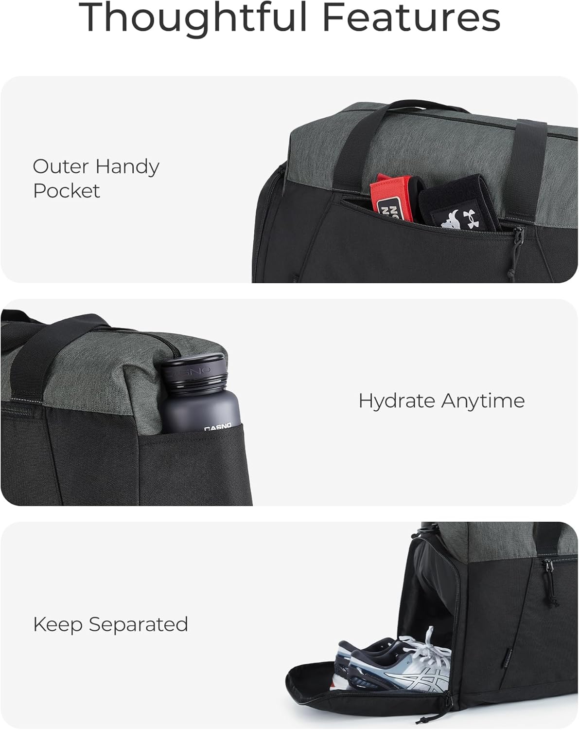 BAGSMART Gym Bags for Men Women, Foldable Travel Duffle Bag, Lightweight Weekender Duffel Bag With Shoe Compartment, Water Resistant Workout Duffle Sports Bag for Travel Yoga, Army Green
