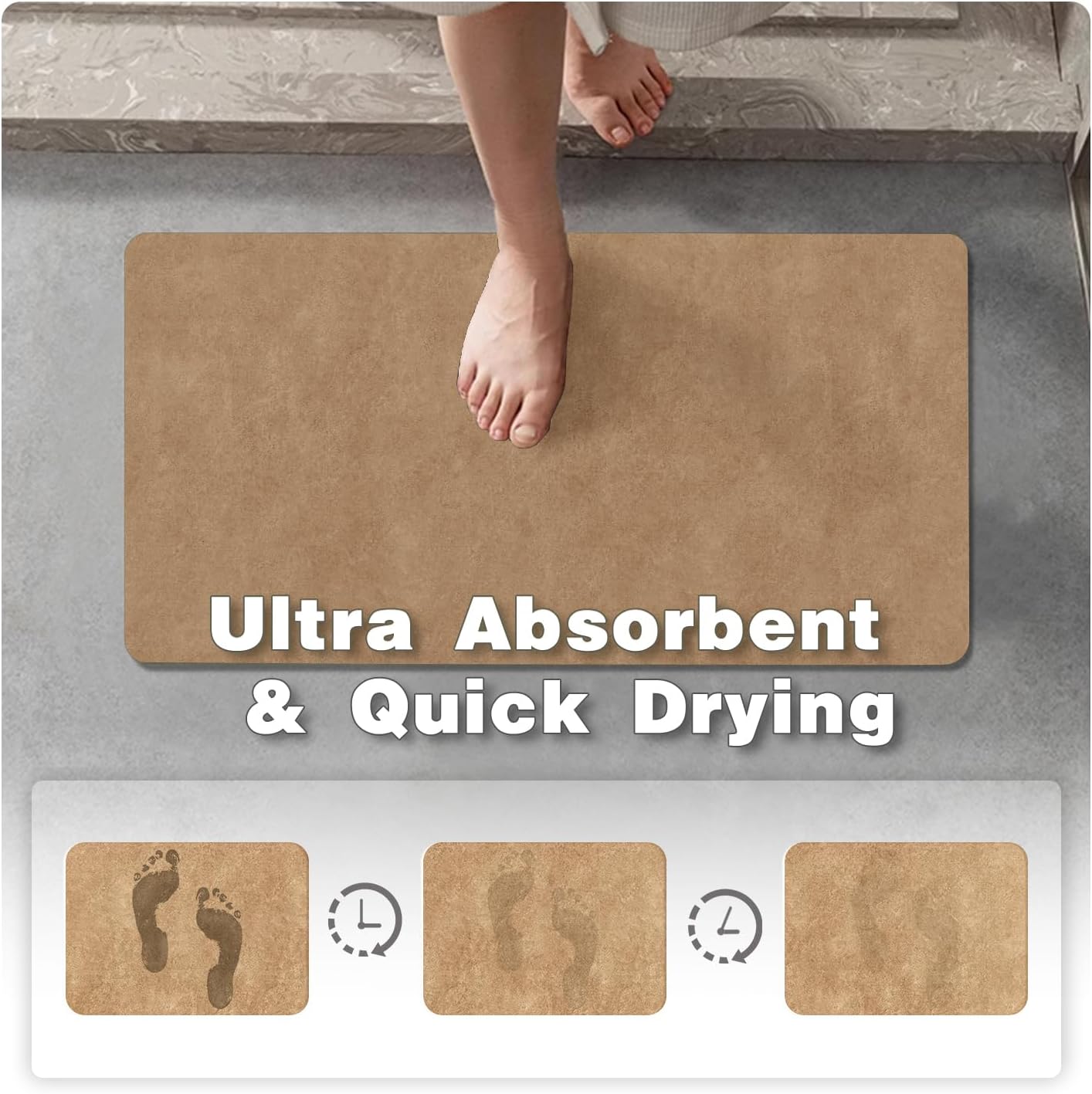TYUU Bath Mat, Bathroom Rugs Non Slip Washable Thin Absorbent Quick Dry Bath Mat Fits Under Door Bathroom Floor Mat Perfect for Bath, Shower, or Sink 24"x36" Dark Grey