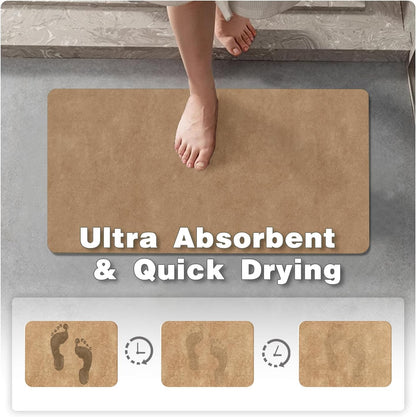 TYUU Bath Mat, Bathroom Rugs Non Slip Washable Thin Absorbent Quick Dry Bath Mat Fits Under Door Bathroom Floor Mat Perfect for Bath, Shower, or Sink 24"x36" Dark Grey