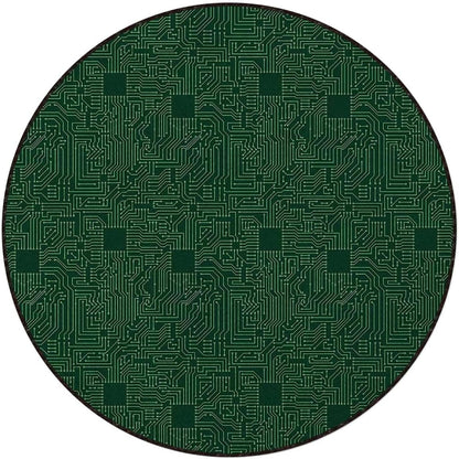 Emerald Fern Green Round Area Rugs,Indoor Throw Runner Circle Rug Entryway Doormat Floor Carpet Pad Yoga Mat for Bedroom Living Room Circuit Board Diagram Diameter 39.4 in
