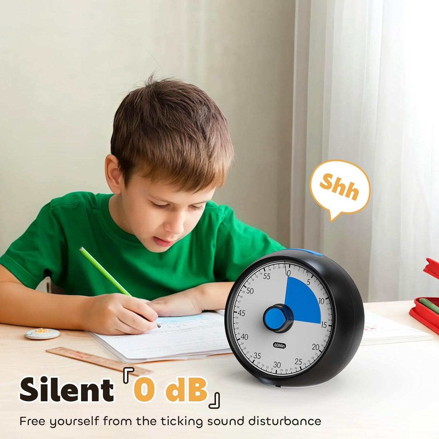 Conchstar Visual Timer for Kids 60-Minute - Countdown Timer with Optional Alarm, Focus Tool for ADHD & Autism, Time Management for Homework, Chores, Office, Kitchen, Teaching & Study Routines (Orange)