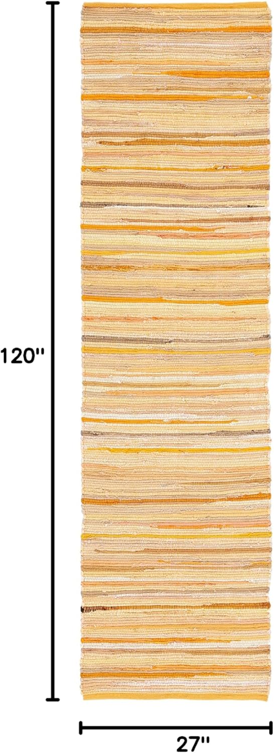 SAFAVIEH Area Rug 3x5 - Rag Rug Collection - Blue & Multi, Handmade Cotton, Boho Stripe Pattern, Ideal for Entryway, Living Room, Bedroom, Dining Space (RAR130B)