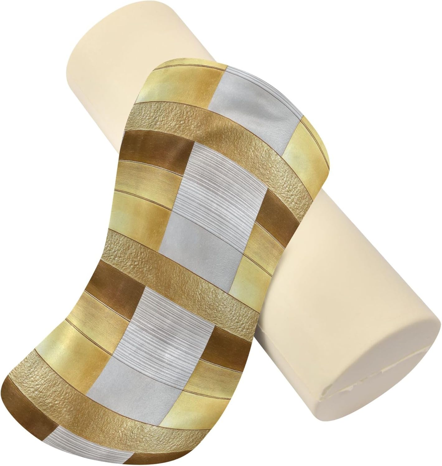 Yoga Bolster Pillow Round Neck Roll Pillow Bed Round Pillow for Baby Cylinder Decorative Pillow Bolster Pillow Covers with Zipper Gold Stripe