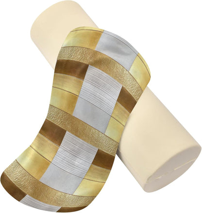Yoga Bolster Pillow Round Neck Roll Pillow Bed Round Pillow for Baby Cylinder Decorative Pillow Bolster Pillow Covers with Zipper Gold Stripe