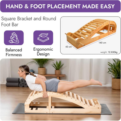 Yogikuti Iyengar Yoga Viparita Dandasana Bench – Wooden Back Bending Bench for Deep Stretching and Flexibility | Large Back Bender for Enhanced Support