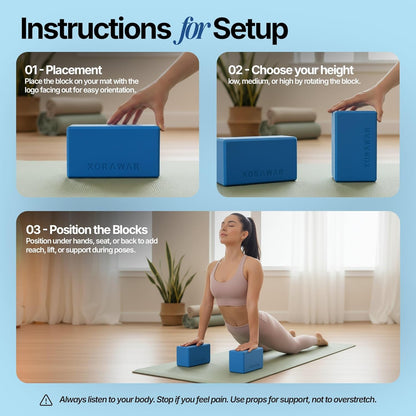 Foam Yoga Blocks 2 Pack | Pilates Block with High Density Foam Blocks | Exercise Blocks foam | Pilates Blocks | Pilates Blocks 2 Pack, Yoga Block Set, Pilates Home Equipment