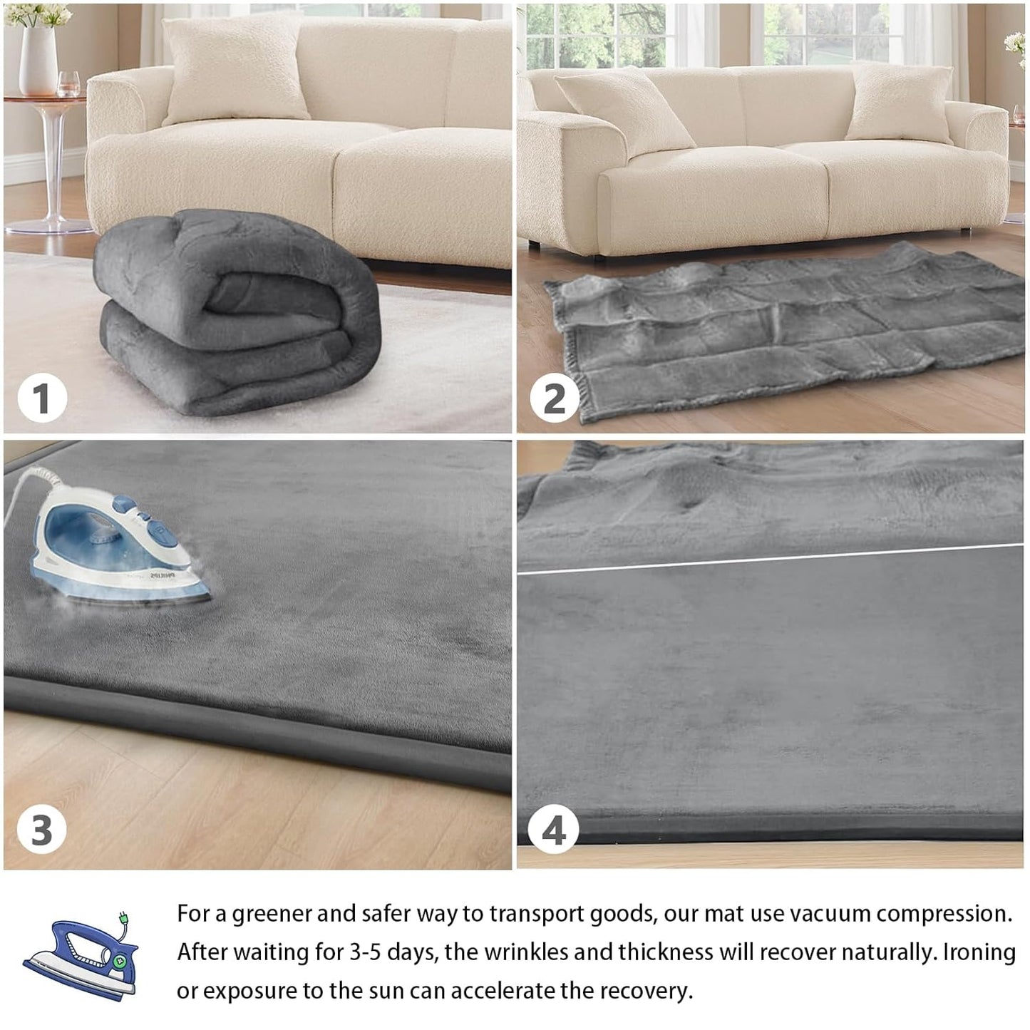 Baby Play Mat for Floor Nursery Rug Muscle Mat Area Rug Playroom Rug 79"x110" Playpen Mat Memory Foam 1.3" Thick Crawling Mat For Babies,Toddlers, Infants, Kids,Grey