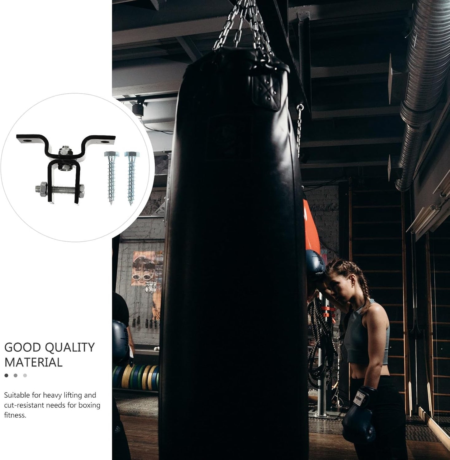 LABRIMP Sandbag Hanging Tray and Wall Mount Buckle, Heavy-Duty Steel Fixed Plate with Load-Bearing Swivel Ring for Boxing Punching Bag Ceiling Hanger, Home Fitness Exercise Accessory
