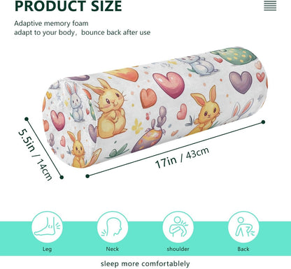 c Neck Roll Pillow Bolster Round Health Memory Foam Long Cervical Cylinder Pillows with Removable Washable Cover for Body Bed Legs Back Yoga - Colors B