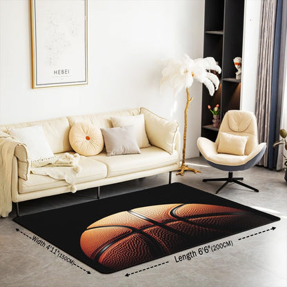 jejeloiu Basketball Living Room Rugs for Bedroom 5x7 Kids Gaming Sports Decor Carpet for Boys Girls Teens Ball Games Area Rug Soft Gift for Basketball Lover Grey and Black Room Decor