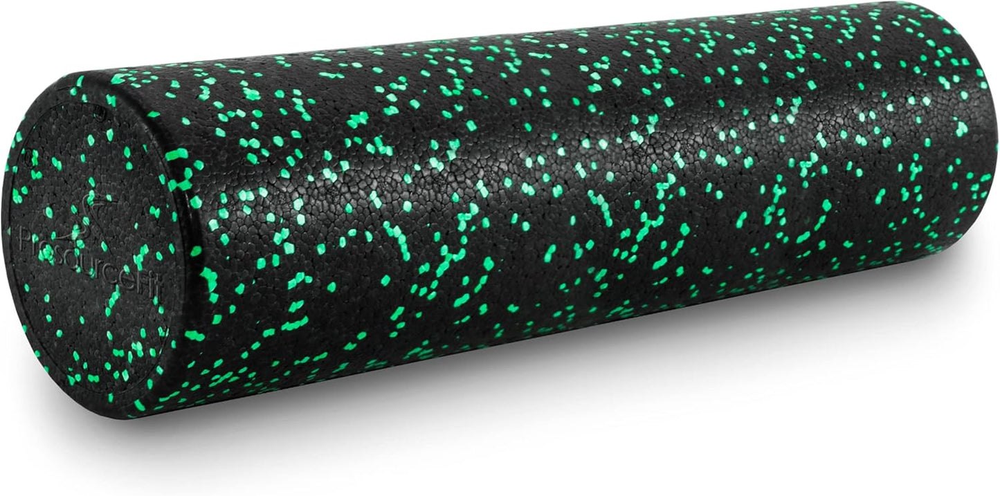 ProsourceFit High Density Foam Rollers 12 - inches long, Firm Full Body Athletic Massage Tool for Back Stretching, Yoga, Pilates, Post Workout Muscle Recuperation, Black