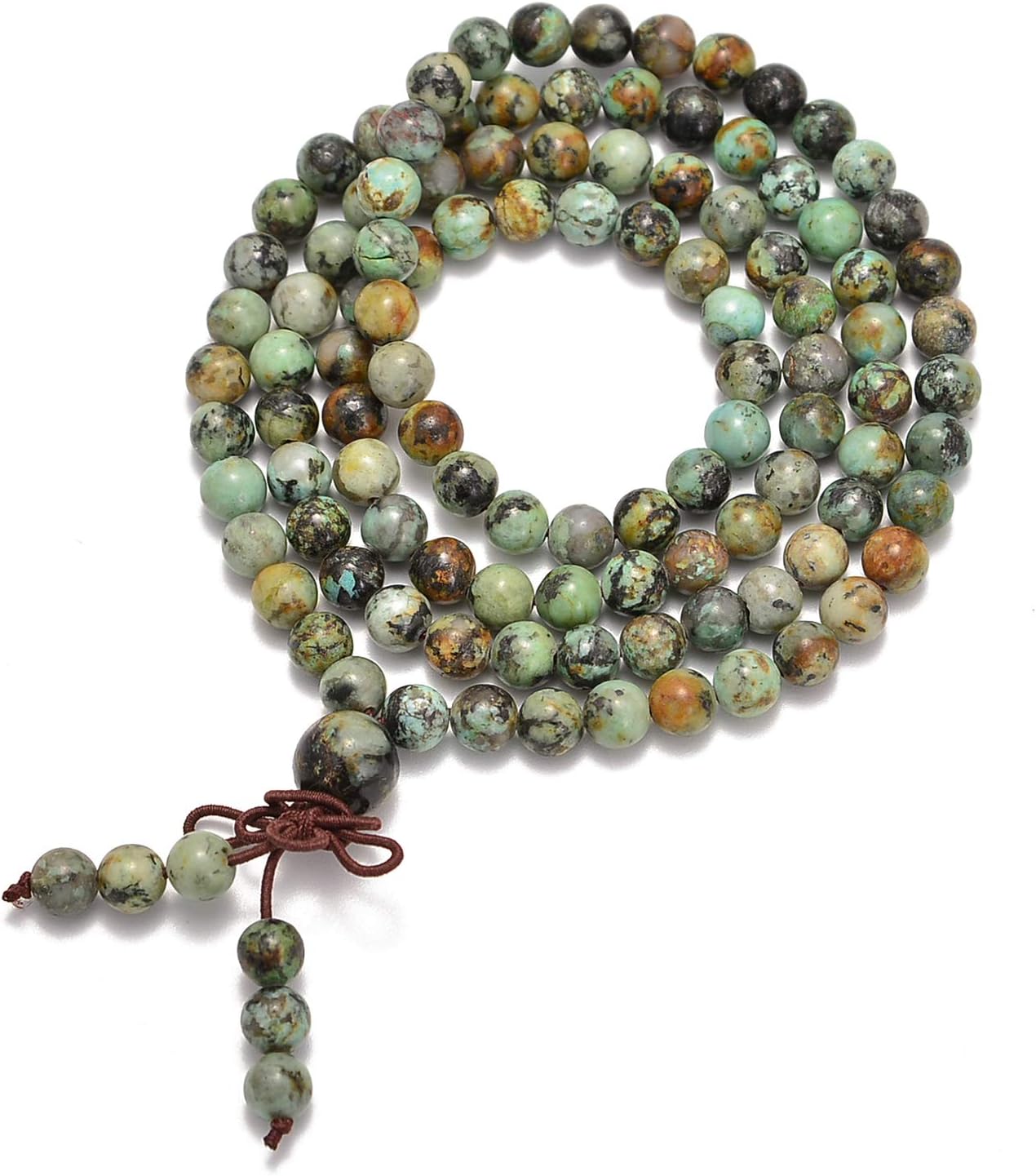 AD Beads 6mm Natural Healing Gemstones Buddhist 108 Prayer Mala Stretchy Bracelet Necklace