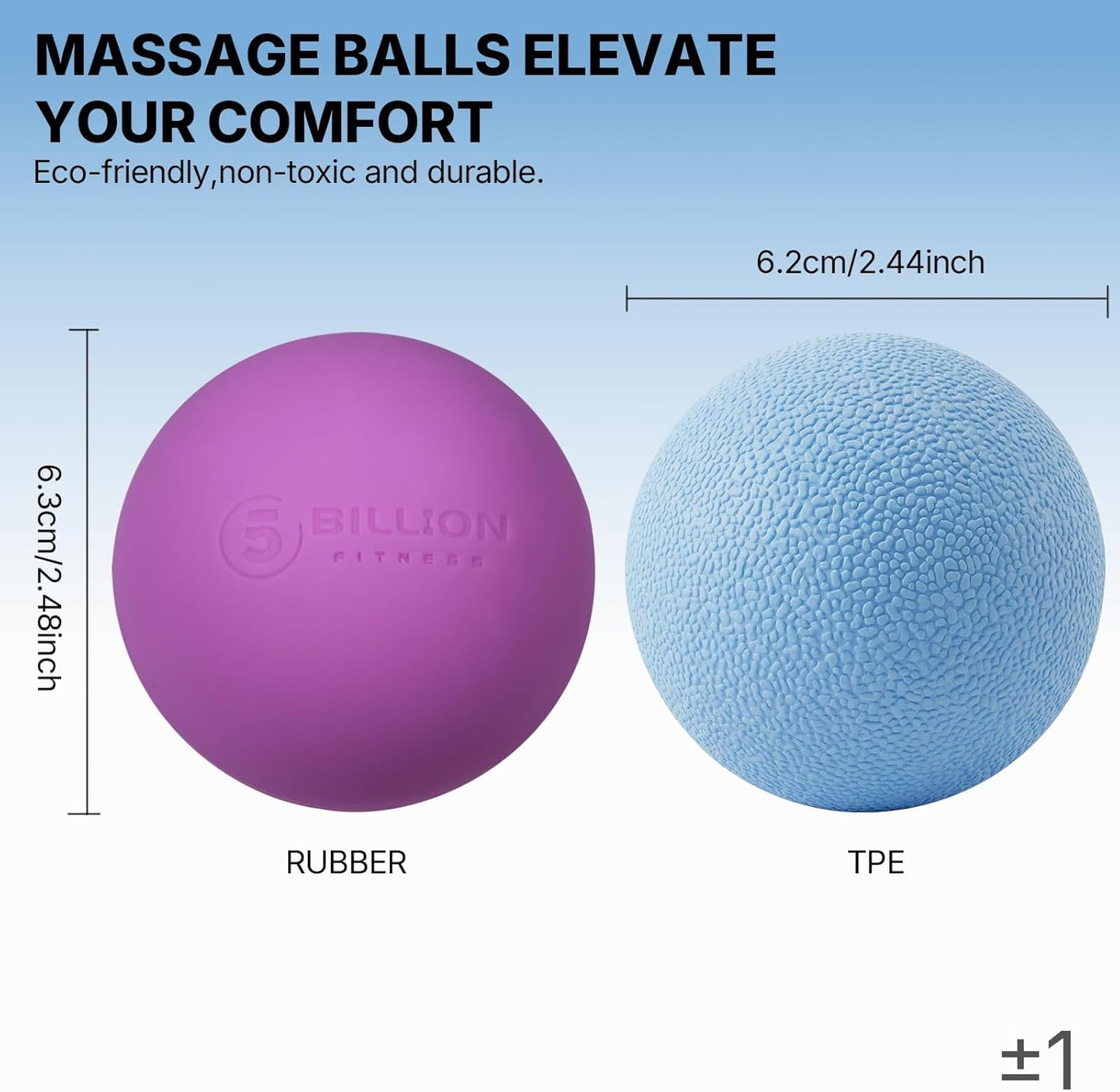 5BILLION FITNESS Peanut Massage Ball - Double Lacrosse Massage Ball & Mobility Ball for Physical Therapy - Deep Tissue Massage Tool for Myofascial Release, Muscle Relaxer, Acupoint Massage