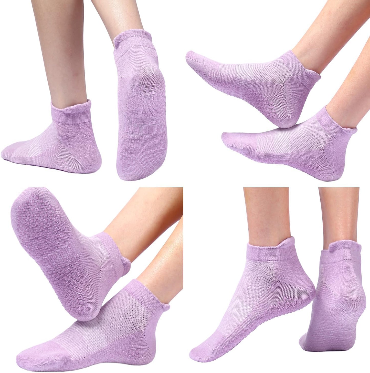 Acetin 4 Pairs Grip Socks Pilates Socks for Women