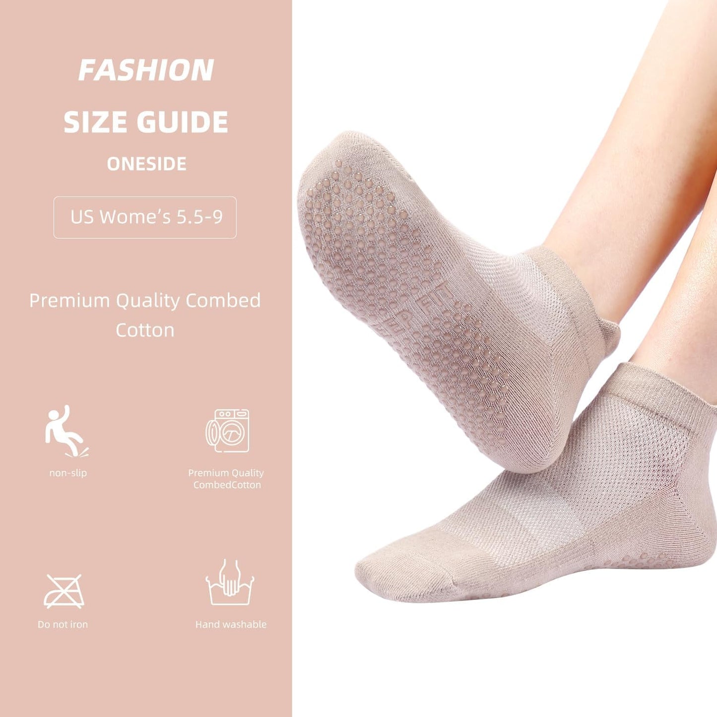 Acetin 4 Pairs Grip Socks Pilates Socks for Women