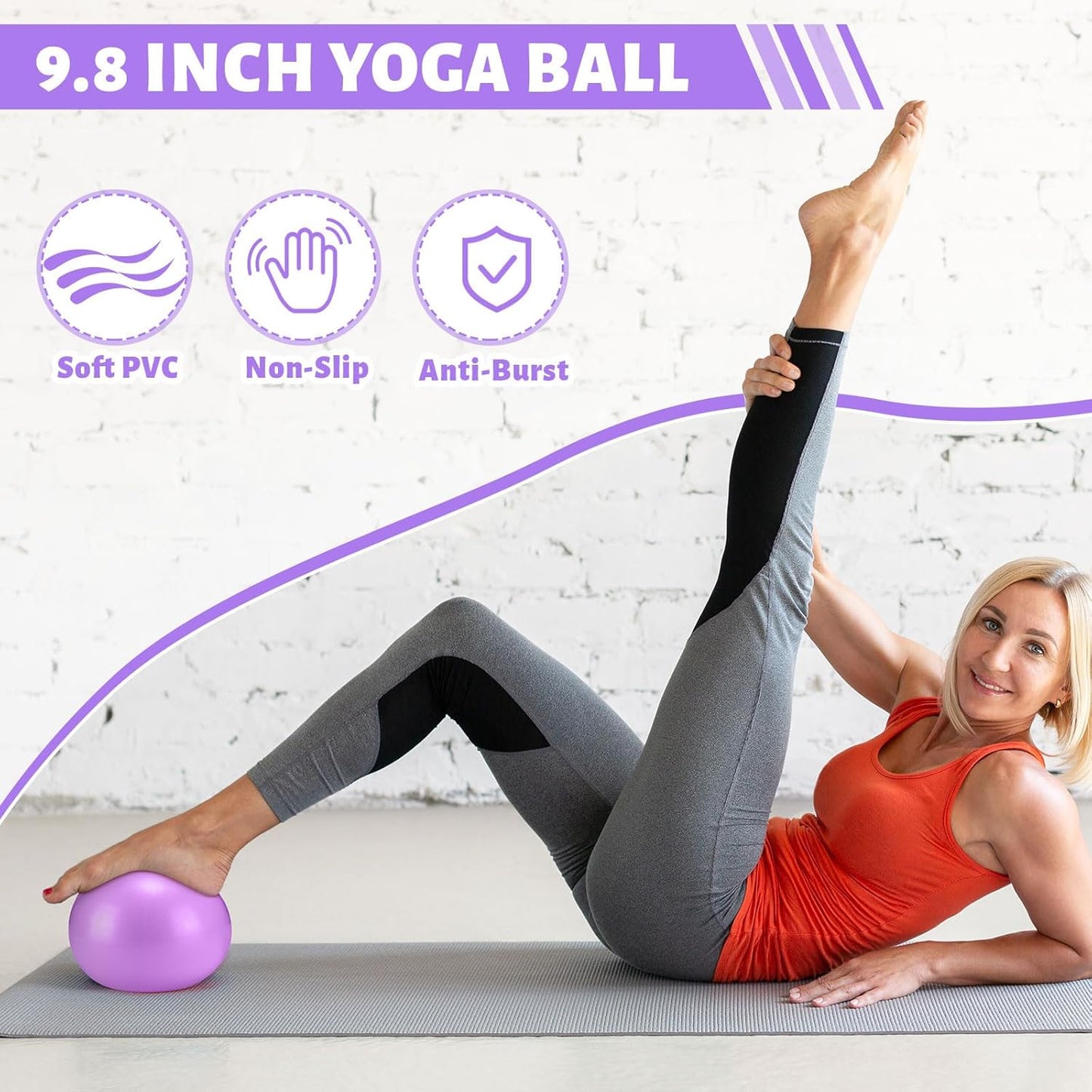 RoundFunny Pilates Ring Circle Set 18 Pcs Exercise Equipment Accessories for Women Workouts Pilates Ball Stretching Strap Magic Circle Yoga Ring Gym Back Bag Resistance Band Anti Slip Socks