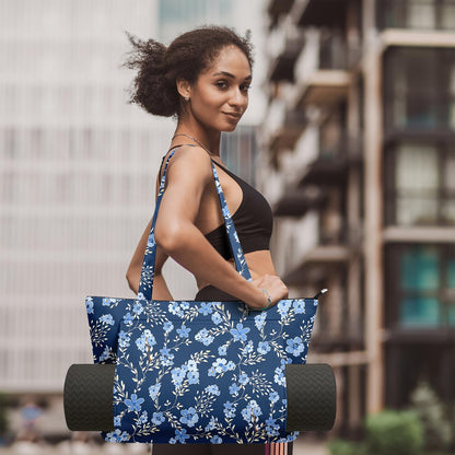 Yoga Bag for Women, Large Canvas Yoga Mat Tote Bag with Yoga Mat Carrier - Large Mat Pocket Fitness Tote for Pilates, Gym, Travel, Office & Beach