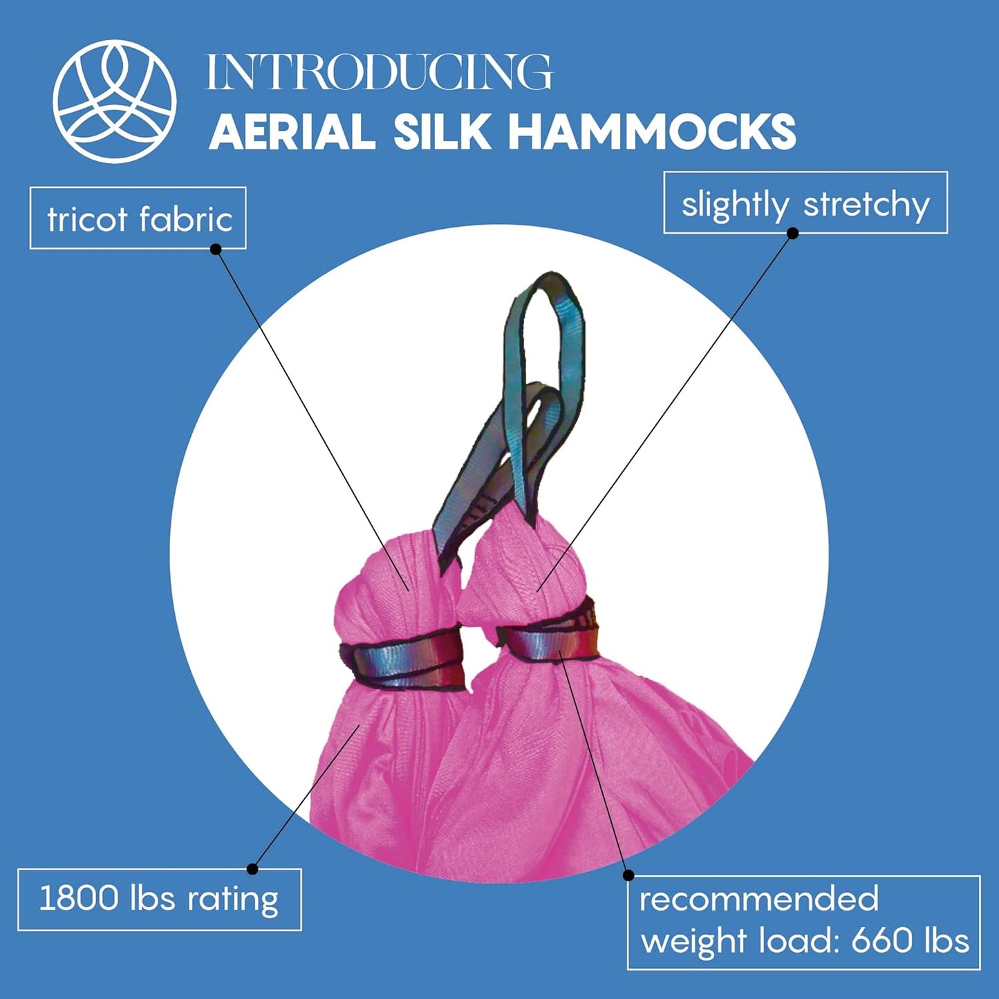 Aerial Silk Yoga Hammock & Swing for Home, Inversion Exercises, Starter Kit for All Levels - Durable with Extension Straps, Carabiners, and Pose Guide