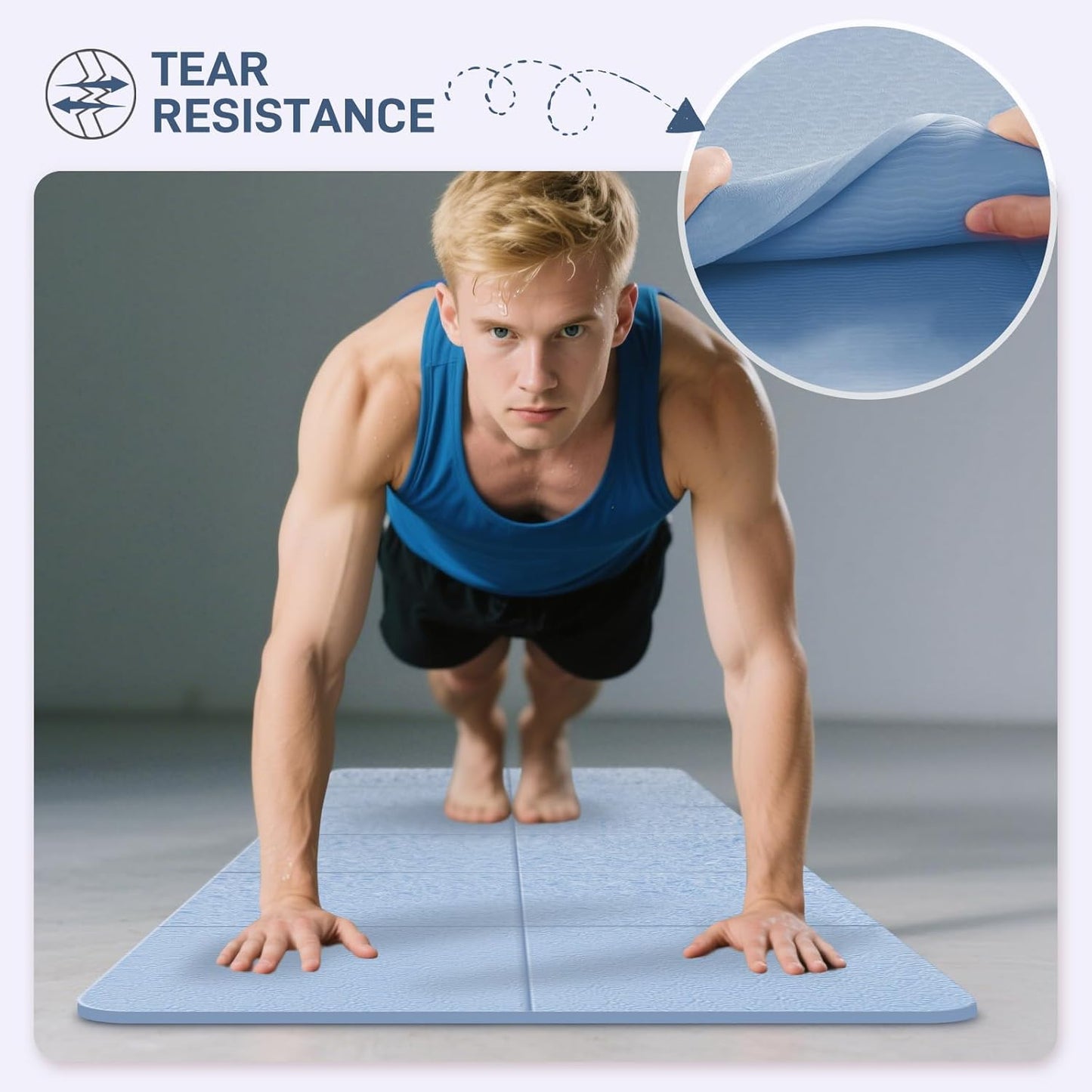 Foldable Yoga Mat for Travel 72"x 32"x 0.32"Inch, 8mm Thick Folding Exercise Mat, Outdoor Non-slip Pilates Mat for Women & Men, Wide Yoga Mat Packable for Workout and Fitness