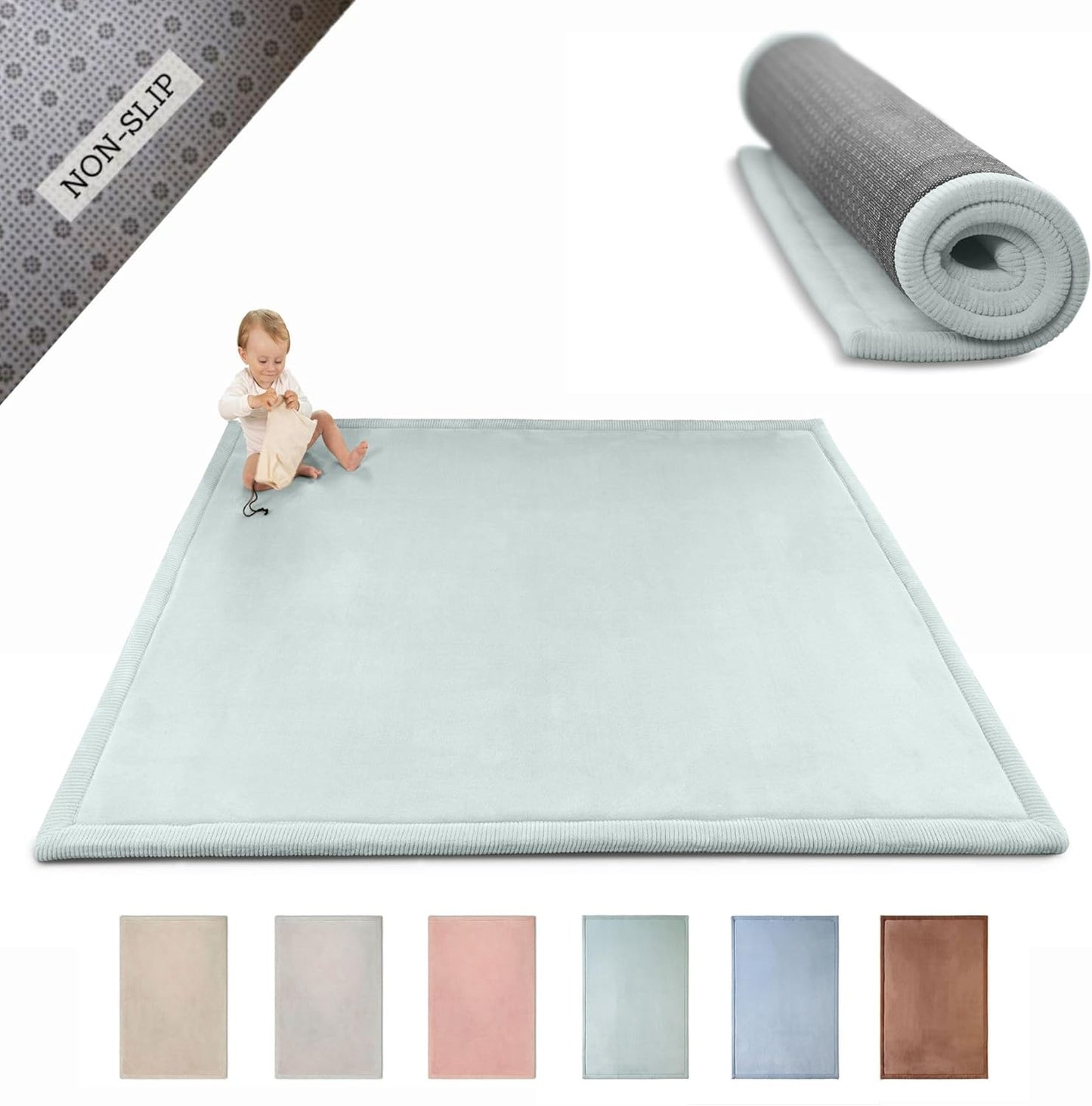Hakuna Matte CloudSoft Mat for Floor 60" x 80" Beige – Coral Velvet Memory Foam Rug – Non-Slip, Water-Resistant