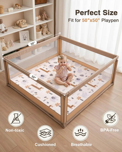 Large Thick Baby Play Mat for Floor,Padded Foam 59x79 Playpen Mat,Soft Support&Plush Feel Nursery Kids Rug,Non Slip for Toddler,Infants,Kids Playroom,Yoga,Baby Crawling,Tummy Time (Light Grey)